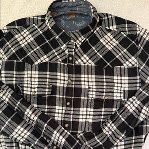 JACHS Girlfriend “Bea” Flannel Plaid Snap Button Down Rolltab Sleeve Western